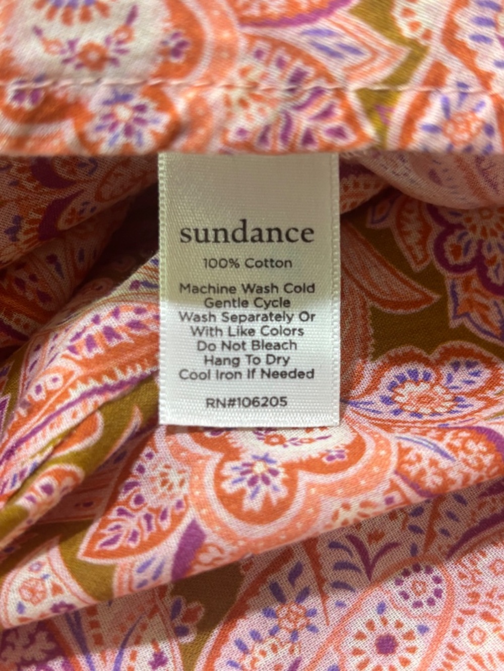 EUC [Sundance] Popover Pink Orange Floral Long Sleeve Collar Shirt Top | Small - Picture 9 of 14